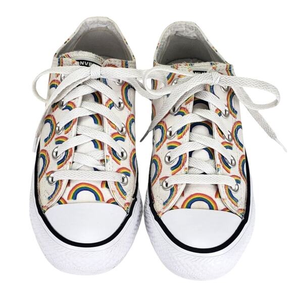 CONVERSE ALL STAR RAINBOW LOW TOP CANVAS SNEAKERS MENS SIZE 4 WOMENS SIZE 6 LGBT - Picture 4 of 8